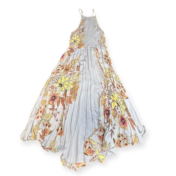 FREE PEOPLE Women’s Blue Yellow Pink Floral Season In The Sun Maxi Dress Size XS - Picture 1 of 6